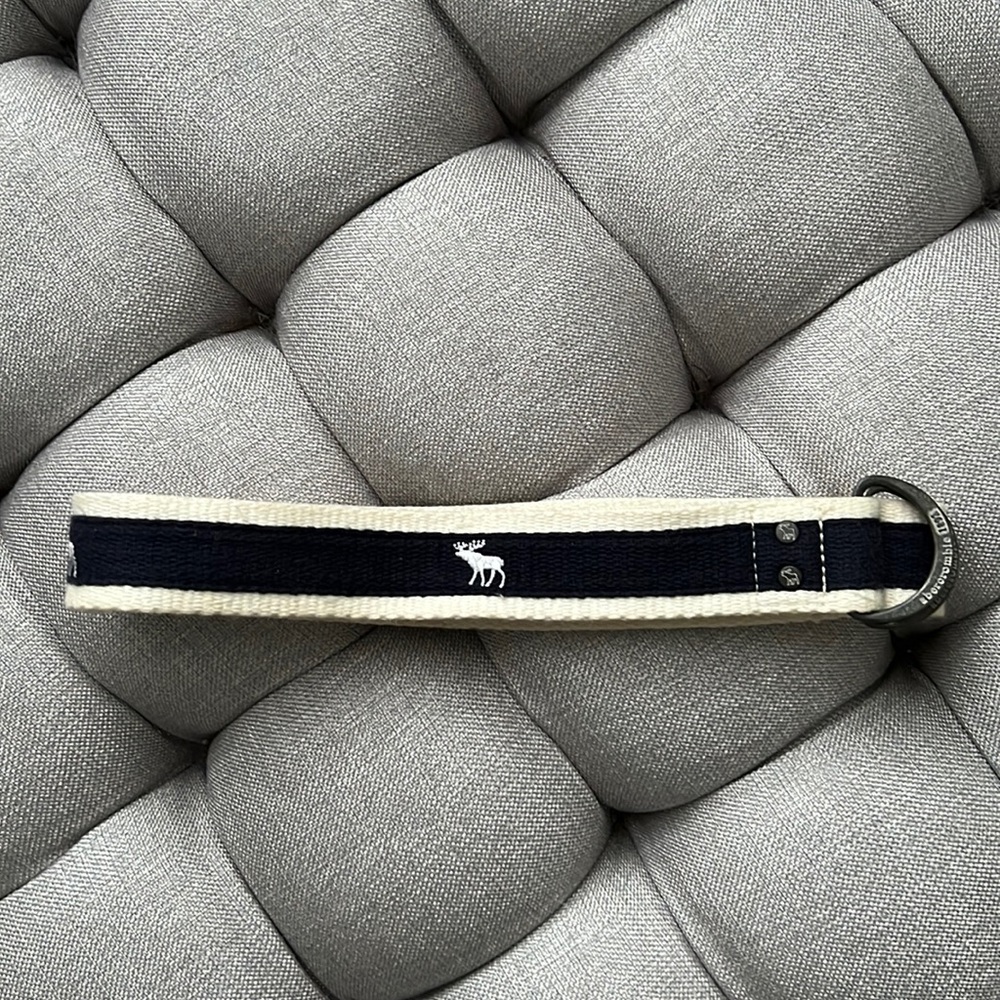 Abercrombie Kids Navy Blue and Cream Moose Logo Belt Girls Size 14